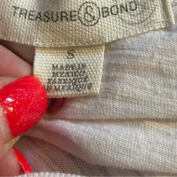 Treasure & Bond Women's White Fitted Long Sleeve Tee Size Small - Picture 4 of 4